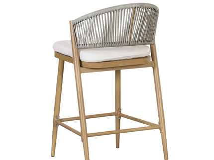 Outdoor 26" Counter Height Metal Frame Counter Stools With Scallop Shaped Backrest & Water Resistant Cushions