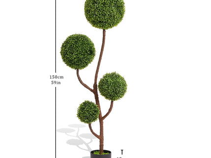 Artificial Boxwood Topiary Tree Triple Ball Shaped Faux Plant 150 Cm - Green
