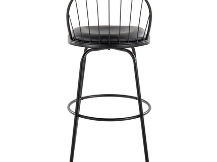 Riley - Claire Farmhouse Fixed Height Barstool With Swivel With Round Footrest (Set of 2)