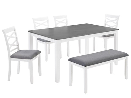 Elegant 6 Piece Dining Table Set With 4 Chairs And Bench
