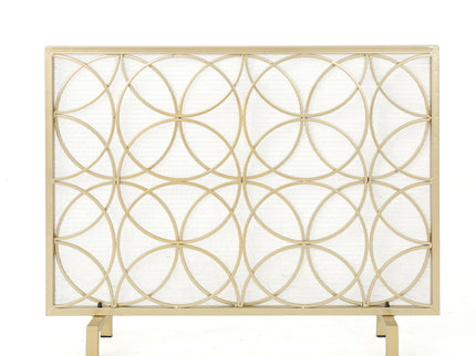 Thayer - Single Panel Iron Fireplace Screen With Geometric Design