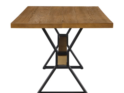 Farmhouse Style X Shaped Legs Dining Table With Moulded Details - Brown