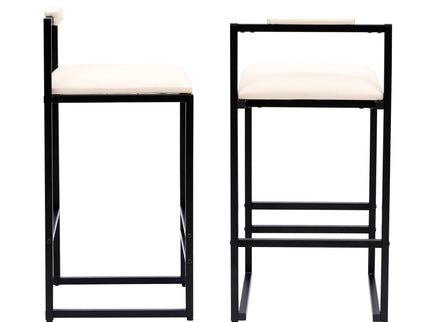 Elegant Bar Stool Set With Backrest And Footrest, Counter Height (Set of 2)