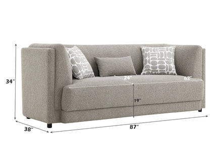 Glenda - Sofa With 3 Pillows - Gray