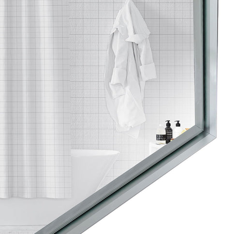 Glossy Framed Mirror For Bathroom Rectangular Wall Bathroom Mirror Metal Frame Farmhouse Mirror Large Decorative Square Corner Rectangle Mirror (Horizontal & Vertical) - Brushed Silver