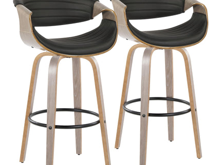 Symphony - Mid-Century Modern Fixed Height Barstool With Swivel With Round Footrest (Set of 2)