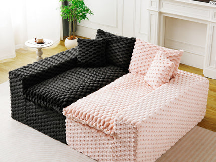 Multifunctional Sofa Pink Black, Fits 4 People