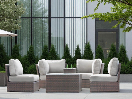 Comfortable Modern Patio Rattan Sectional Set With Cushions