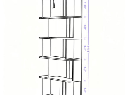 Modern 5 Tier Open Storage Bookcase