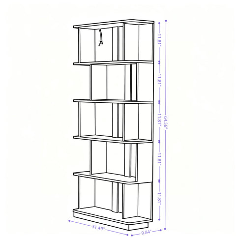 Modern 5 Tier Open Storage Bookcase