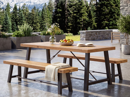 Catriona - 3 Piece Wood Outdoor Dining Set - Teak
