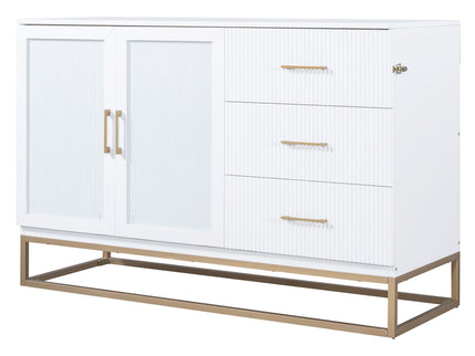 Murphy Bed With Frosted Glass Doors Design, Fake Drawers, Metal Legs