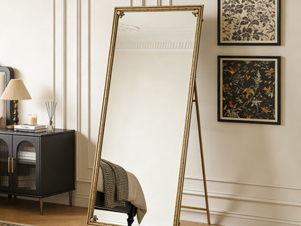 Full Length Mirror With Stand, Floor Standing Dressing - Antique Gold