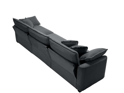 Mid-Century Modern 3 Seater Sectional Sofa With Arm And Throw Pillows