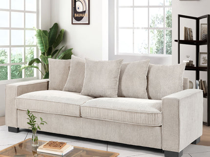 Luxe Sofa With 5 Matching Toss Pillows, Sleek Design, Spacious And Comfortable 3 Seater Couch