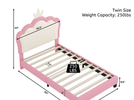 Upholstered Princess Platform Bed With Crown Headboard