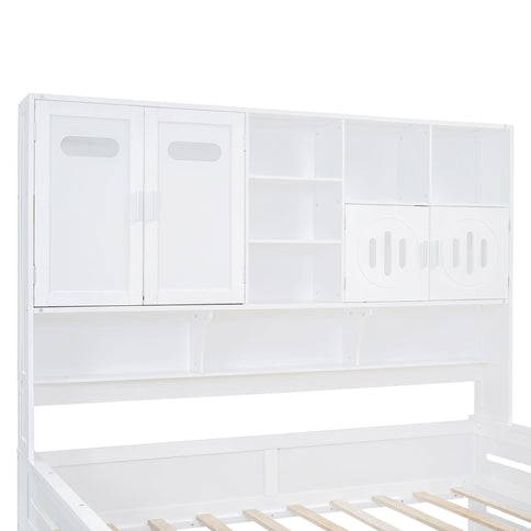 Daybed With All-In-One Cabinet And Shelf