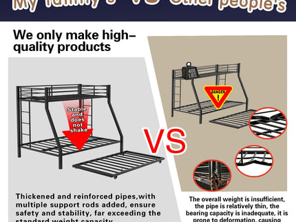 Bunk Bed For Kids, Convertible Frame With Ladders & Guardrail