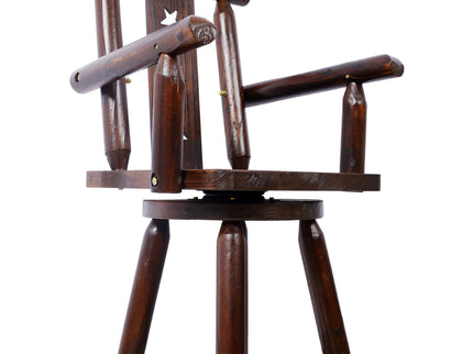 Rustic Tall Bistro Chair Decorative Star Backrest And Footrest, Fir Wood, 4 Foot - Brown