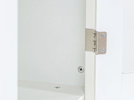 Retro Style Wall Suit With Glass Doors, 75.25" Tall Display Cabinets & Triangle Sided Bookshelves - White
