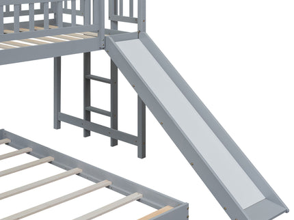 House Bunk Bed With Slide And Built In Ladder