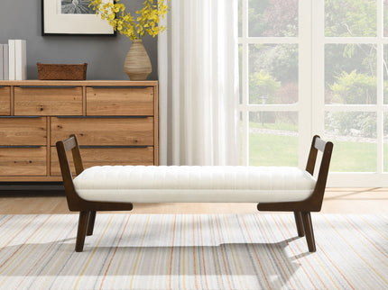 Mid-Century Bench With Wood Legs