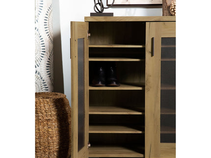 Door Accent Cabinet With Screens - Brown