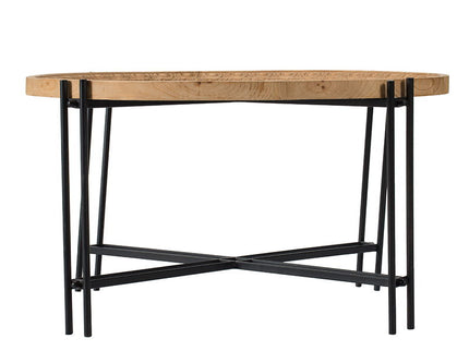 Farmhouse Round Wooden Round Coffee Table With Metal Legs - Black / Brown