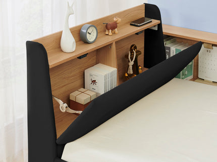 Upholstered Daybed With Storage Headboard, Wireless Charging, LED Lights