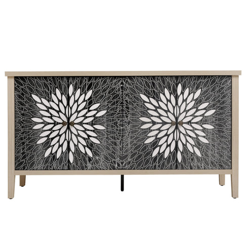 Modern Storage Cabinet With 4 Doors & Adjustable Shelves