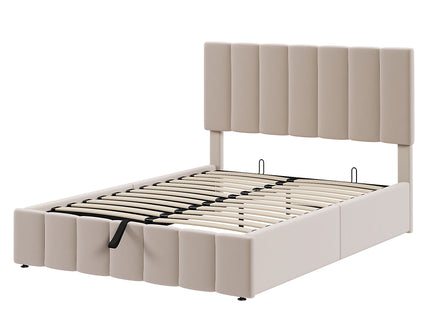 Elegant Upholstered Platform Bed With Hydraulic Storage System