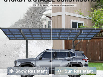 Outdoor Carport, Single Carport Aluminum Metal Frame And Polycarbonate Panels Car Port For Outdoor Driveway Car, Truck - Charcoal