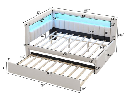 Upholstered Platform Bed With USB Ports And LED Belt