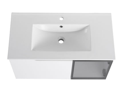 Wall Mounted Bathroom Vanity With Sink, Soft Close Doors, Cabinet & Half Door