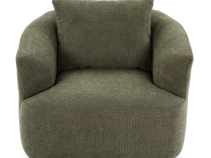 360° Swivel Barrel Sofa Chair With Throw Pillow, Upholstered Accent Chair