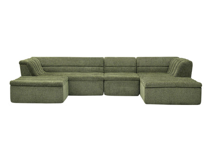 U-Shaped Modular Sectional Sofa With Chaise And Movable Ottoman With Wave-Shaped Armrest