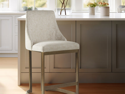 Upholstered Counter Stool With Metal Base - Cream