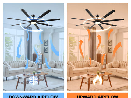 Super Large Black Ceiling Fan With Remote Control - Black