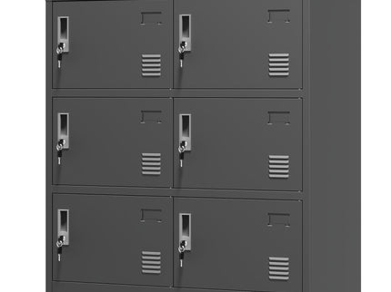 6 Door Employee Storage Locker, Lockers For Office, Gym, School, And Home With Card Slot - Black