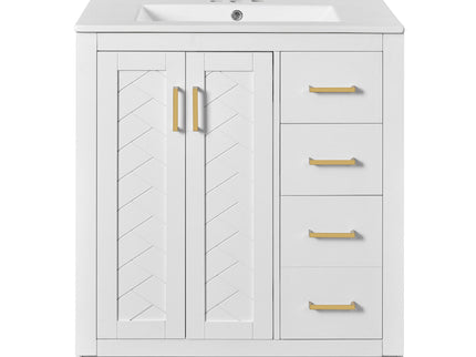 Bathroom Vanity With Sink, Storage Cabinet, Freestanding Set With 3 Drawers & Soft Closing Doors