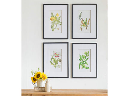 Botanical Flower Wall Art, Home Decor For Living Room Dining Room, Bedroom, Hallway (Set of 4) - White / Blue