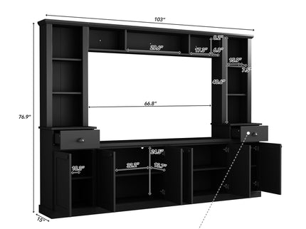 Minimalist Entertainment Wall Unit Set With Bridge For TVs Up To 75"