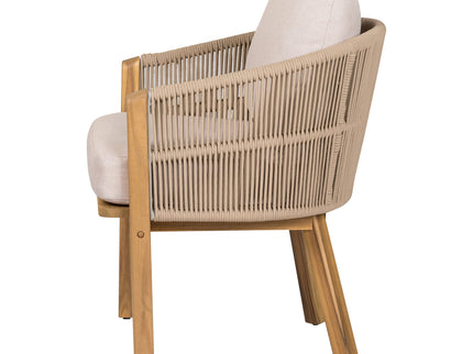 Grotta - Outdoor Dining Arm Chair (Set of 2) - Teak / Beige