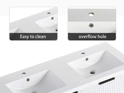 Contemporary Wall Mounted Bathroom Vanity With Resin Double Sink