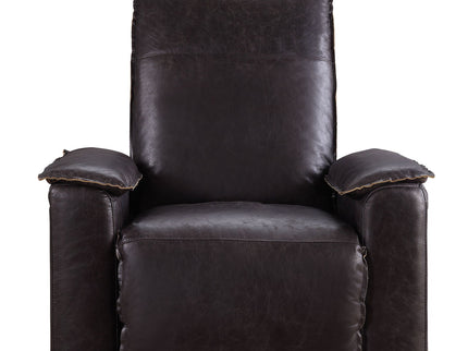 Misezon - Top Grain Leather Power Motion Recliner - Dark Brown