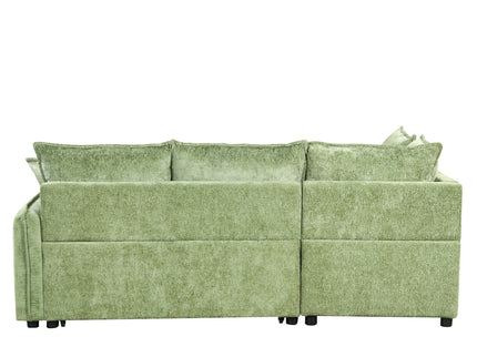 Convertible Sofa Bed Sectional Sofa Sleeper L-Shaped Sofa With A Storage Ottoman, Two Pillows, Two Power Sockets And Two USB Ports For Living Room