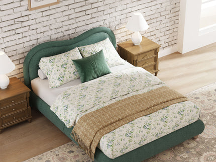 Upholstered Platform Bed Frame With Curved Headboard