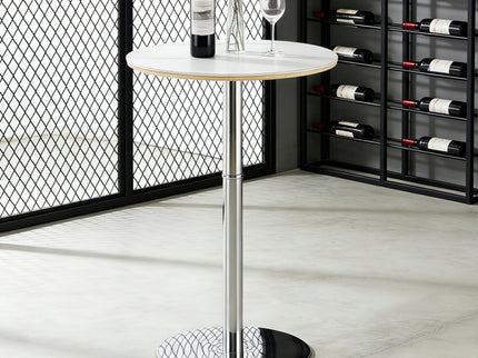Circular Bar Table - White / Silver