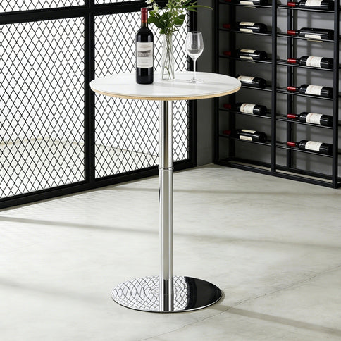 Circular Bar Table - White / Silver