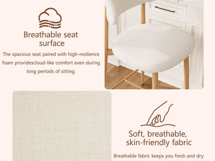 Upholstered Counter Height Bar Stools For Kitchen Island (Set of 2) - Beige